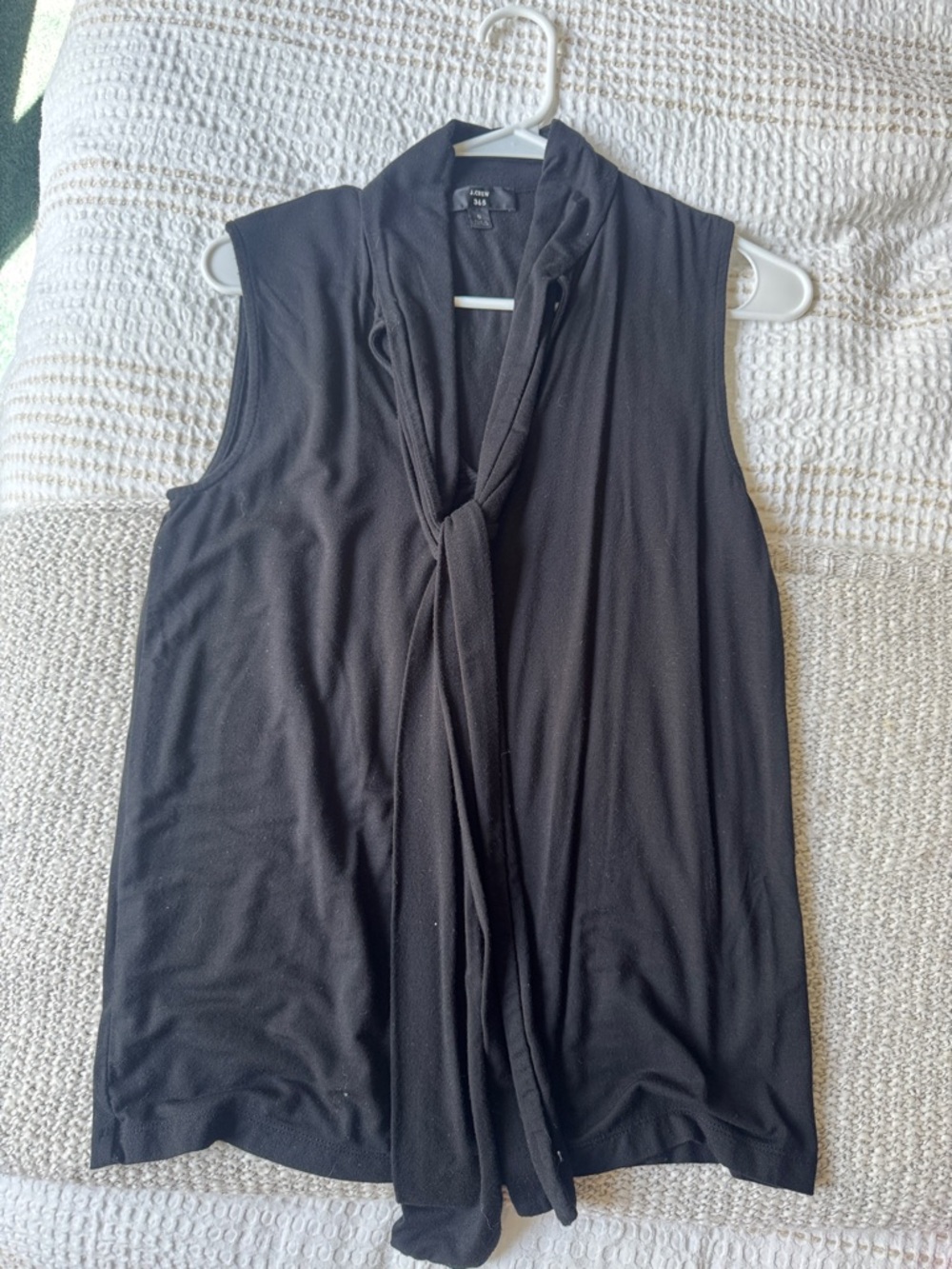 J. Crew Black Sleeveless Tie-Neck Tank